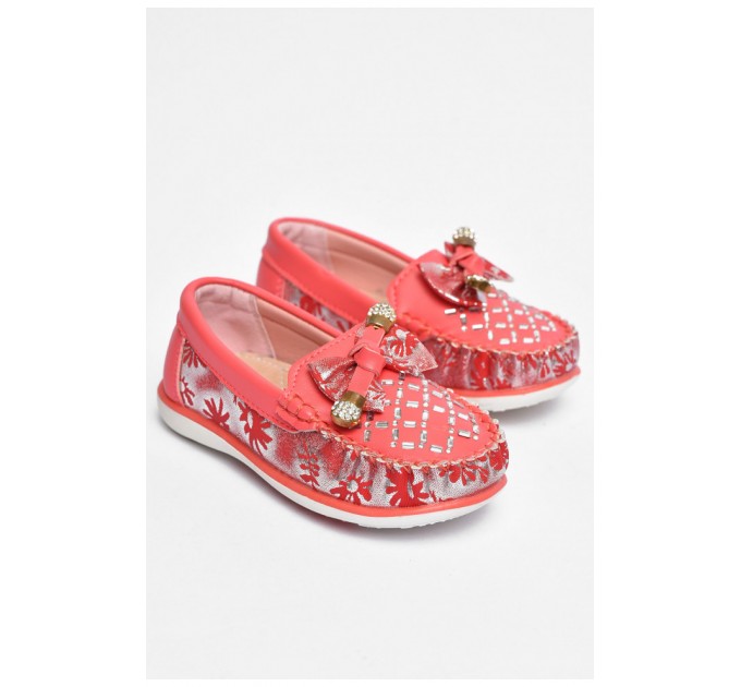 Мокасины детские для девочки кораллового цвета 202334L