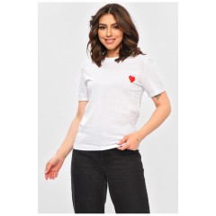 Футболка жіноча однотонна білого кольору з принтом 202441L