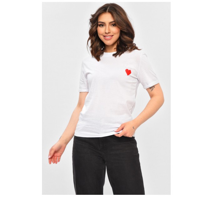 Футболка жіноча однотонна білого кольору з принтом 202441L