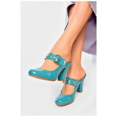 Шльопанці жіночі темно-бірюзового кольору 202454L