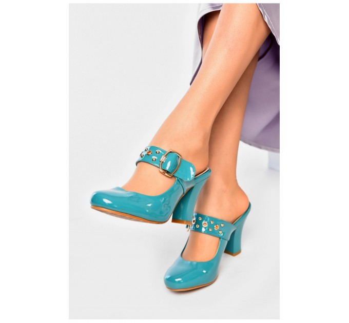 Шльопанці жіночі темно-бірюзового кольору 202454L