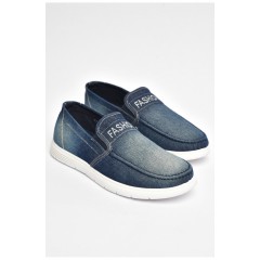 Мокасини чоловічі блакитного кольору текстиль 202846L