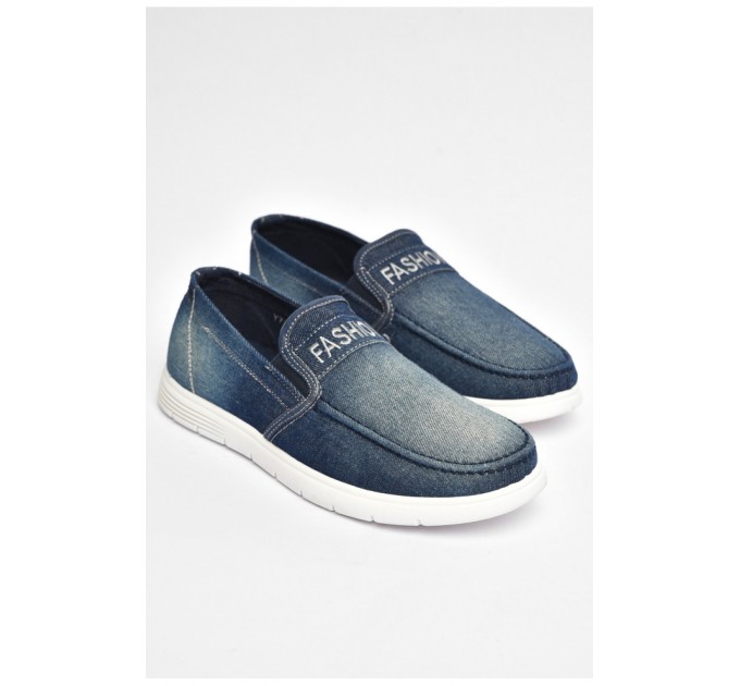 Мокасини чоловічі блакитного кольору текстиль 202846L