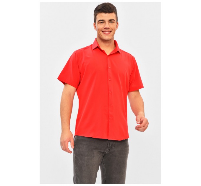 Мужская рубашка однотонная красного цвета 202925L