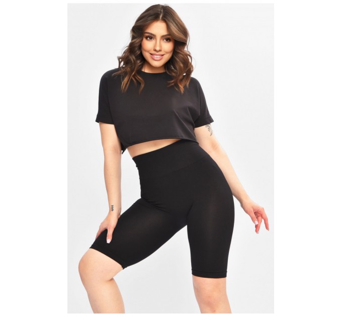 Велосипедки жіночі однотонні чорного кольору 203019L