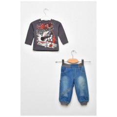Костюм дитячий для хлопчика сіро-синього кольору на флісі 203125L