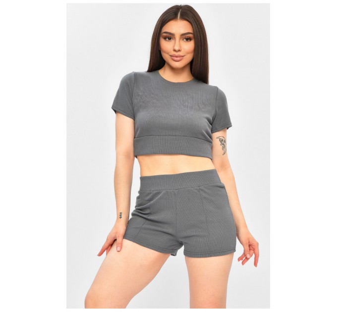 Костюм жіночий однотонний кольору графіт 203344L