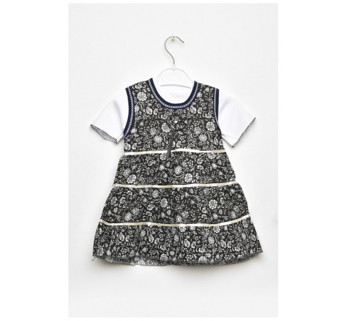 Платье+футболка детское для девочки черного цвета с принтом 203418L