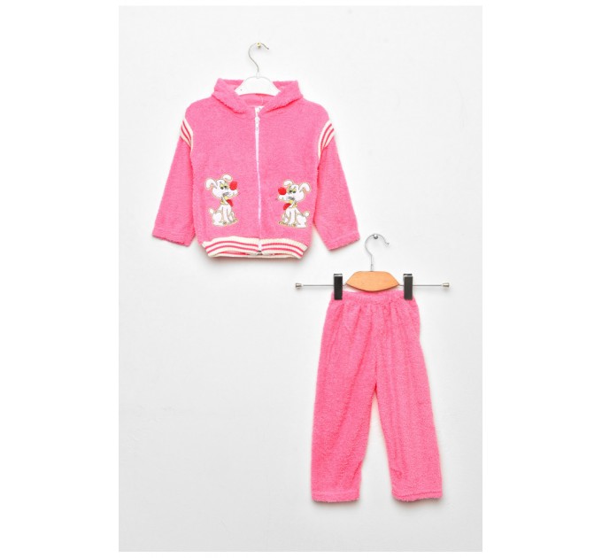 Костюм дитячий для дівчинки рожевого кольору з принтом 203498L