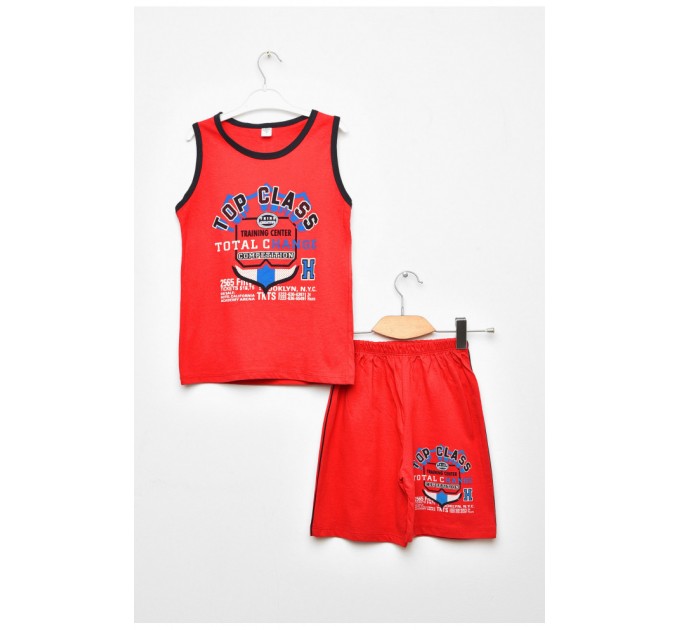 Костюм дитячий для хлопчика червоного кольору з принтом 203516L