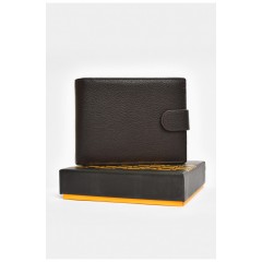 Гаманець чоловічий з екошкіри темно-коричневого кольору 203732L
