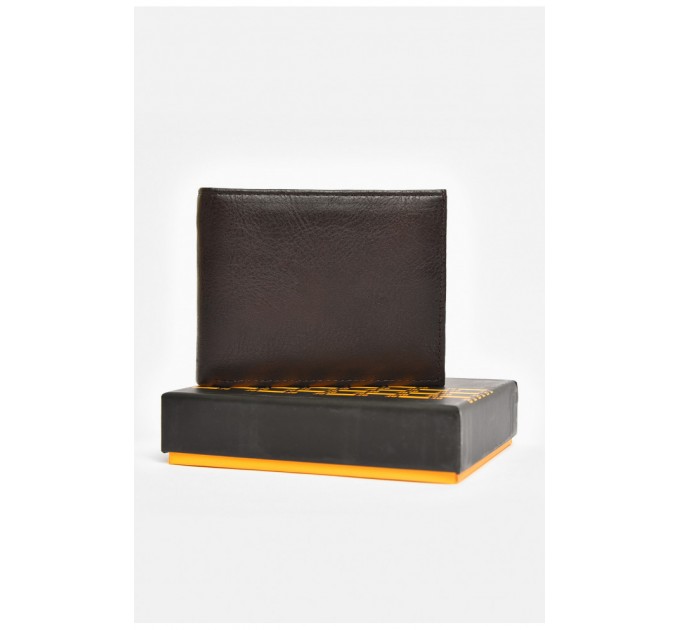 Гаманець чоловічий з екошкіри темно-коричневого кольору 203733L
