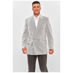 Мужской пиджак однотонный светло-серого цвета 203898L