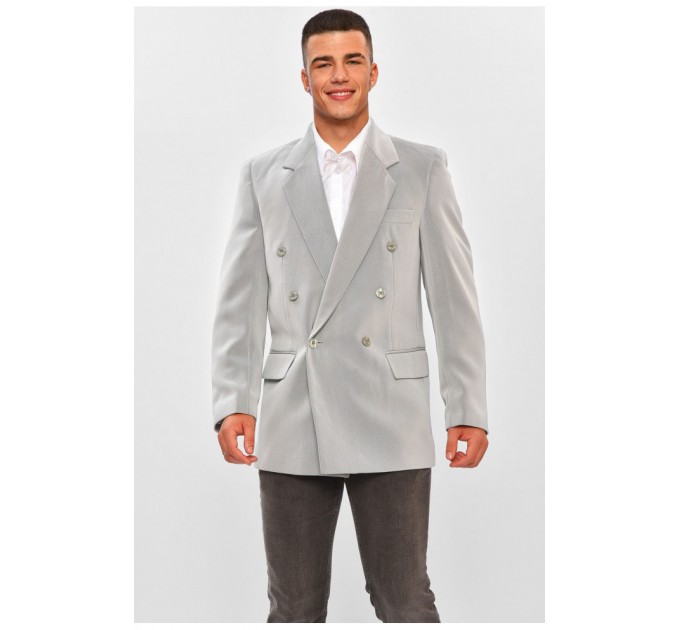 Мужской пиджак однотонный светло-серого цвета 203898L