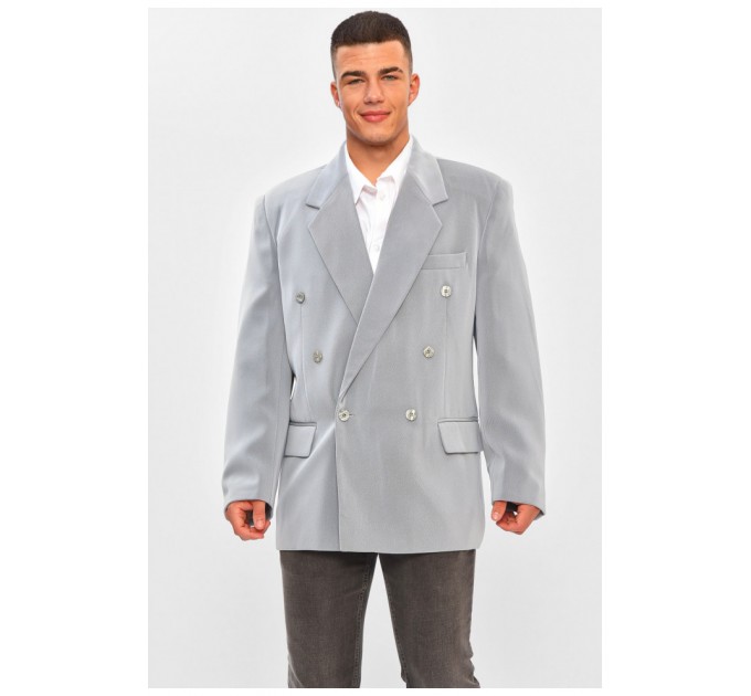 Мужской пиджак однотонный серого цвета 203899L
