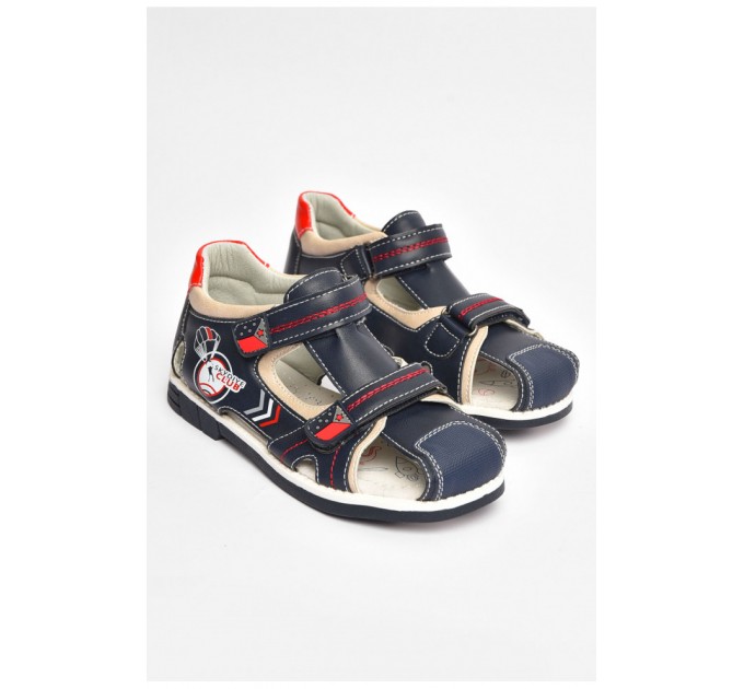 Сандали детские мальчик темно-синего цвета на липучке 204027L