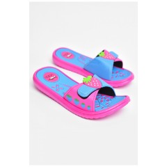 Шльопанці дитячі для дівчинки рожевого кольоу з полуницею 204387L