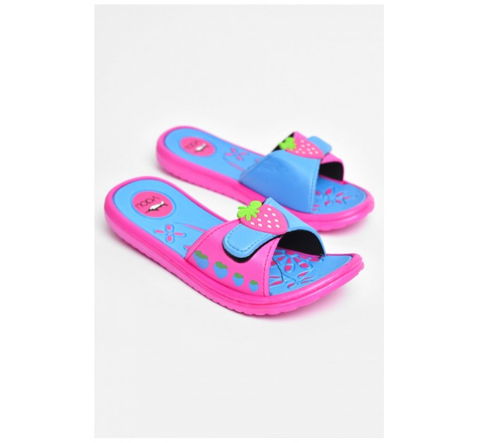 Шльопанці дитячі для дівчинки рожевого кольоу з полуницею 204387L