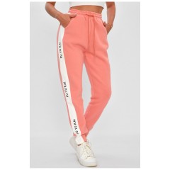 Спортивні штани жіночі на флісі темно-рожевого кольору 204436L