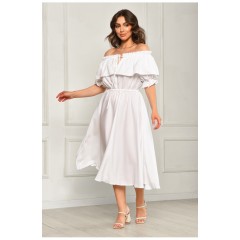 Платье женское однотонное белого цвета 204566L