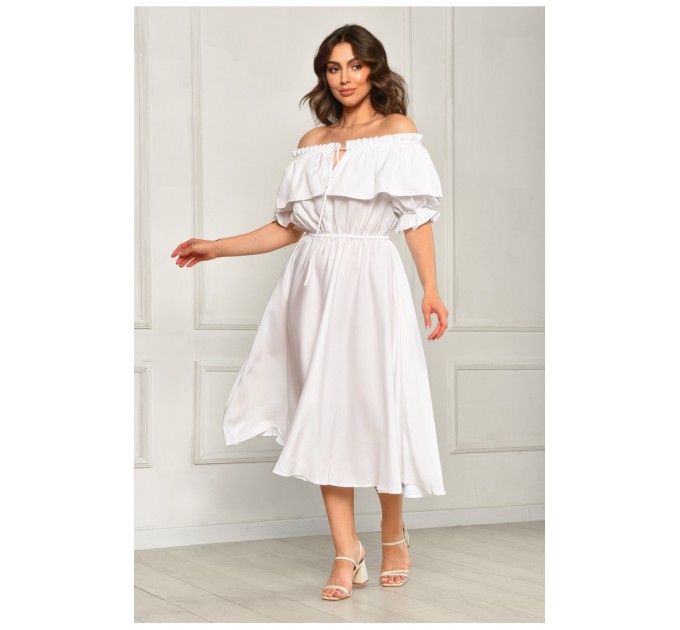 Платье женское однотонное белого цвета 204566L