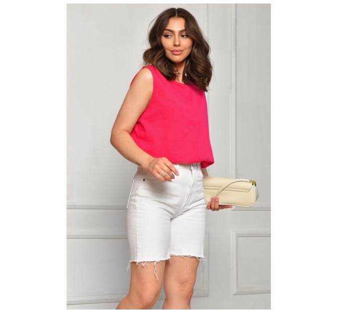 Блузка жіноча без рукавів малинового кольору 204592L