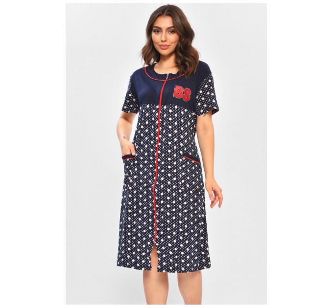 Халат жіночий батальний темно-синього кольору з принтом 204599L