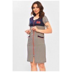 Халат женский батальный темно-синего цвета с принтом 204605L