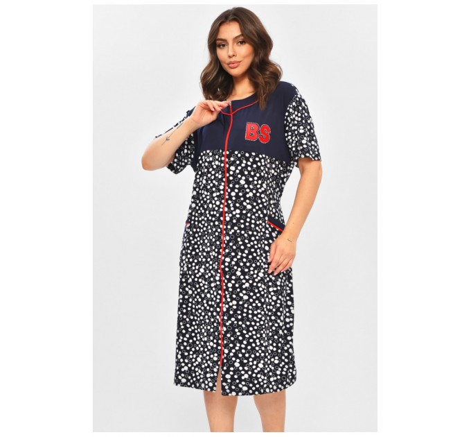 Халат жіночий батальний темно-синього кольору з принтом 204609L