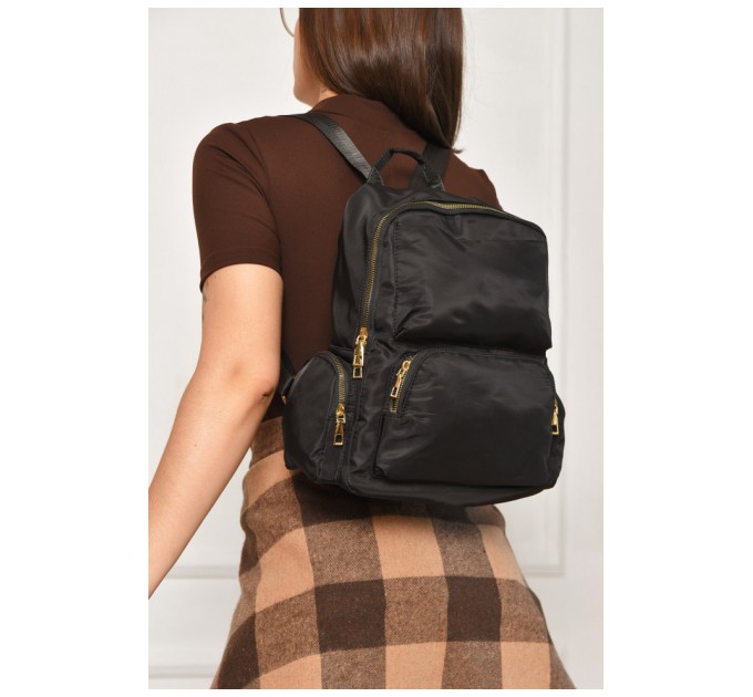 Рюкзак жіночий однотонний чорного кольору 204648L