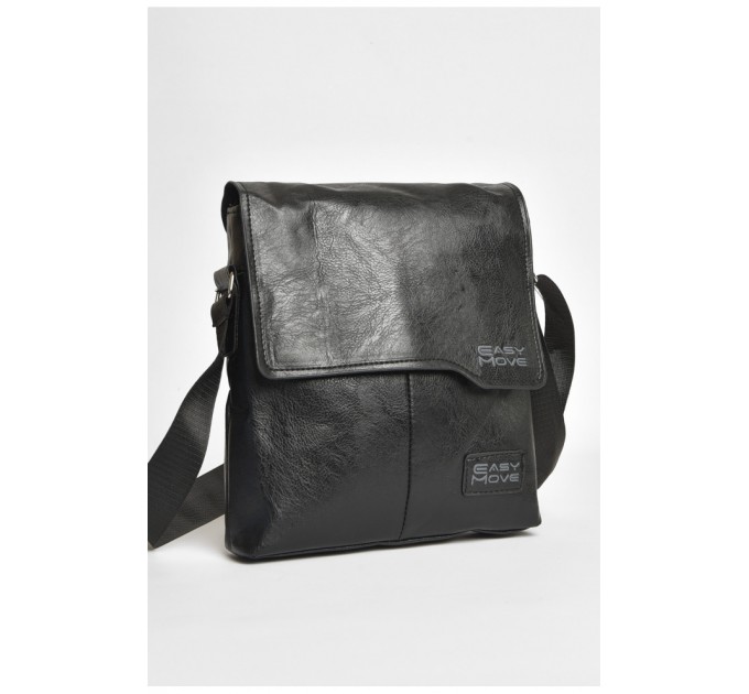 Сумка чоловіча через плече з екошкіри чорного кольору 204775L