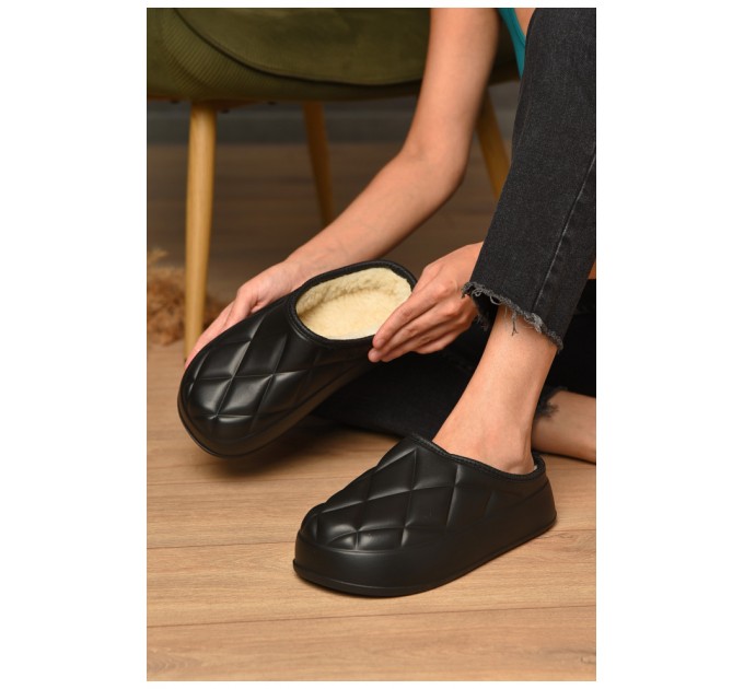 Калоші без задника утеплені чорного кольору 204873L