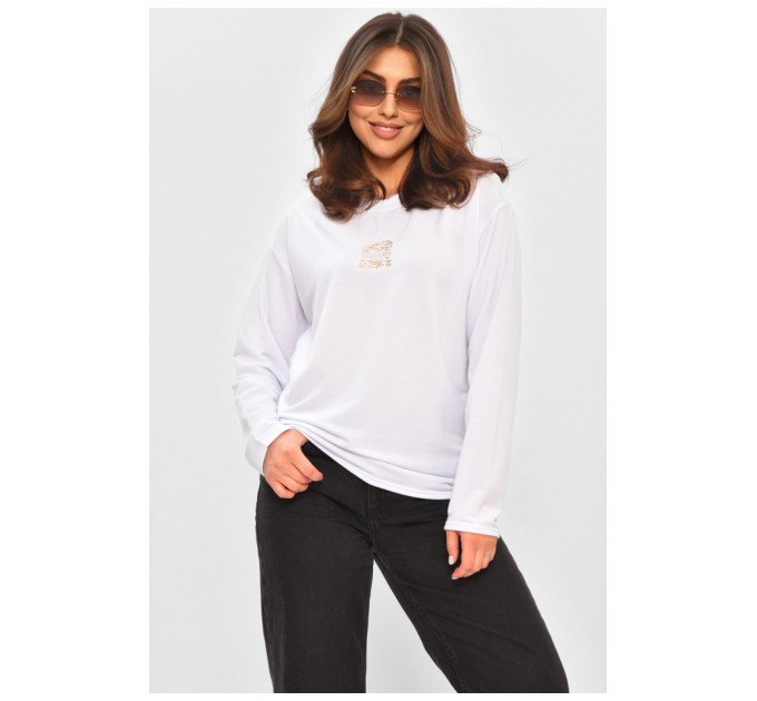 Кофта жіноча однотонна білого кольору з принтом 205120L