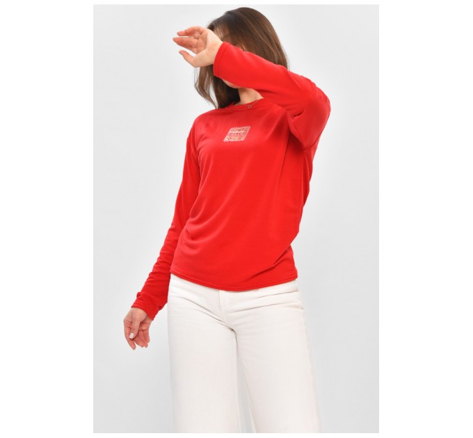 Кофта жіноча однотонна червоного кольору з принтом 205121L