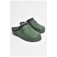 Сабо чоловічі на хутрі зеленого кольору 205240L
