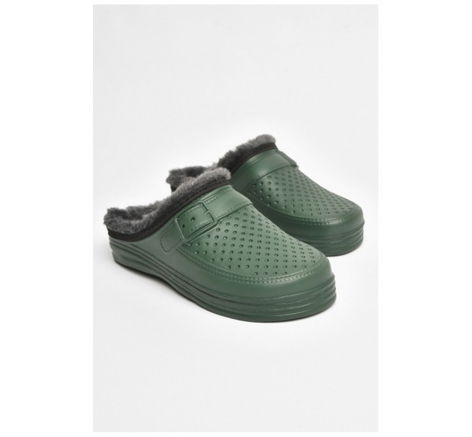 Сабо мужские на меху зеленого цвета 205240L