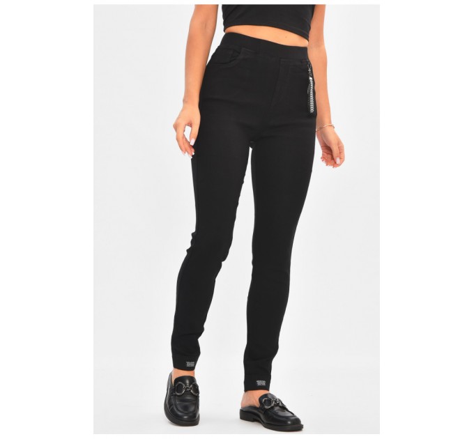 Джинсы женские скинные однотонные черного цвета 205655L