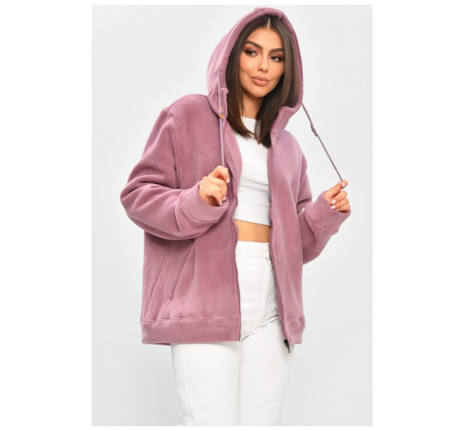 Кофта жіноча полар фліс утеплена на блискавці бузкового кольору 205783L