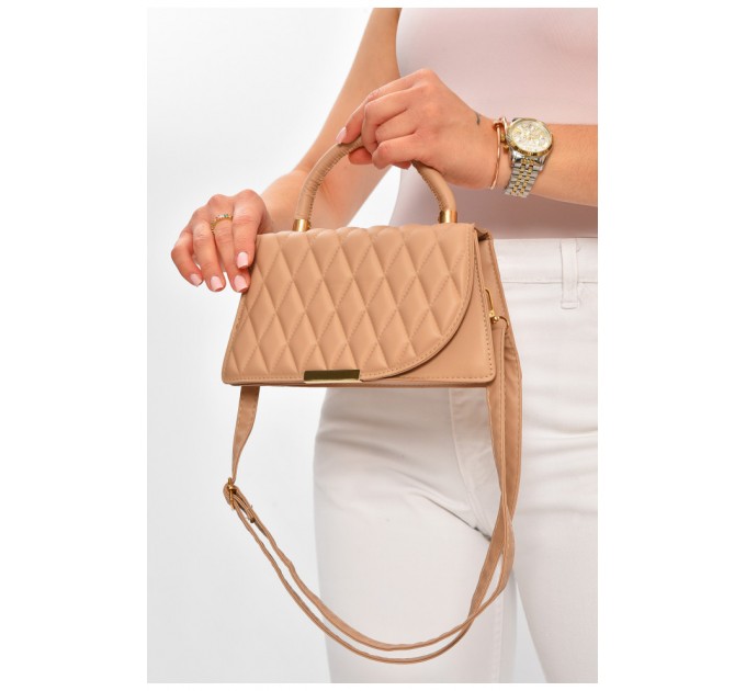 Сумка женская из экокожи бежевого цвета 205803L