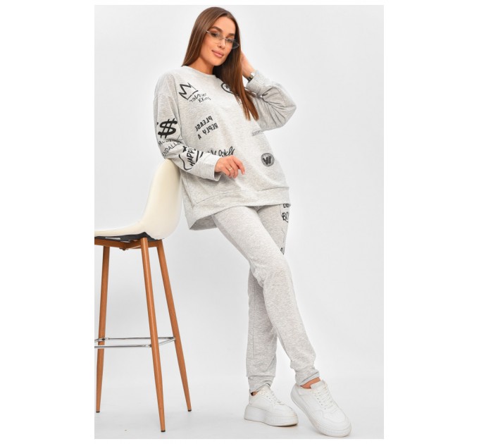 Спортивний костюм жіночий сірого кольору з принтом 205848L