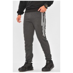 Спортивні штани чоловічі на флісі темно-сірого кольору 205891L