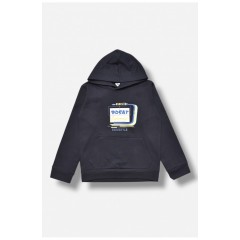 Світшот дитячий для хлопчика на флісі темно-синього кольору 205985L