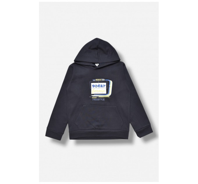 Світшот дитячий для хлопчика на флісі темно-синього кольору 205985L