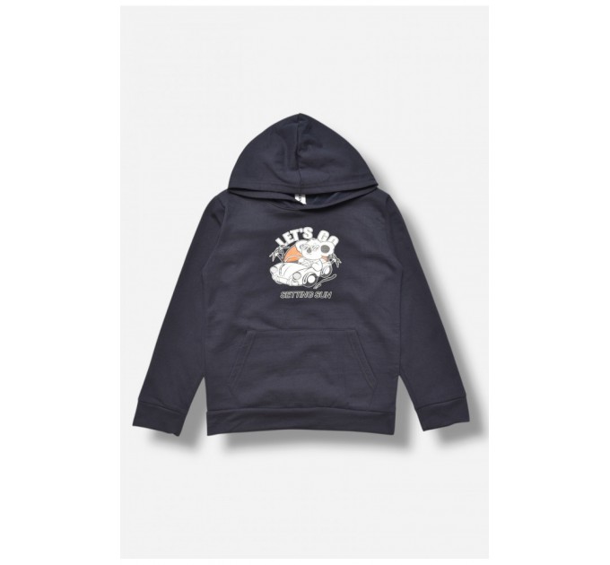 Свитшот детский для мальчика на флисе темно-синего цвета 206006L