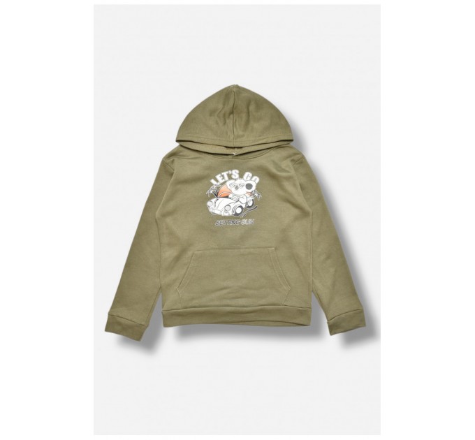 Свитшот детский для мальчика на флисе цвета хаки 206007L