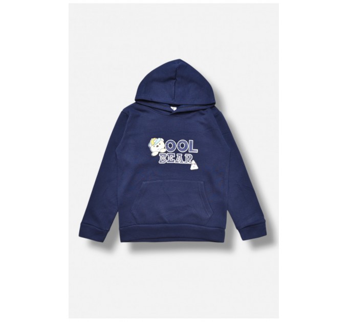 Свитшот детский для мальчика на флисе темно-синего цвета 206018L