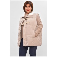 Жилетка женская батал демисезонная светло-серого цвета 206033L Жилетка женская батал демисезонная светло-серого цвета 206033L