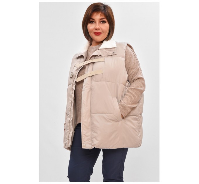 Жилетка жіноча батал демісезонна світло-сірого кольору 206033L