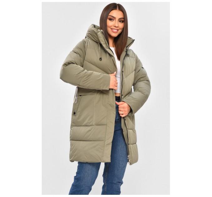 Куртка женская зимняя оливкового цвета 206041L