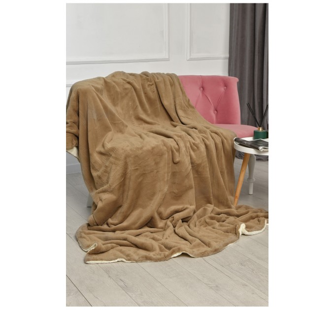 Плед двухсторонний белого и бежевого цвета размер 160*200 206103L